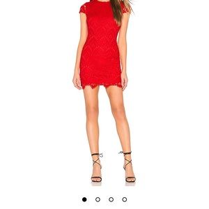 Red lace mini dress